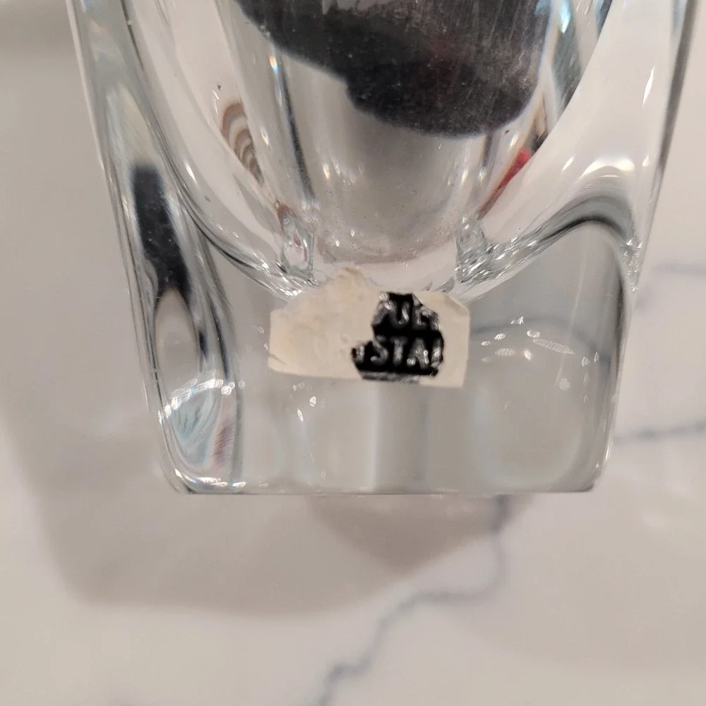 Skruf Sweden Etched Stag Crystal Vase Signed Scandinavian Art Glass 5in Clear - Picture 6 of 9